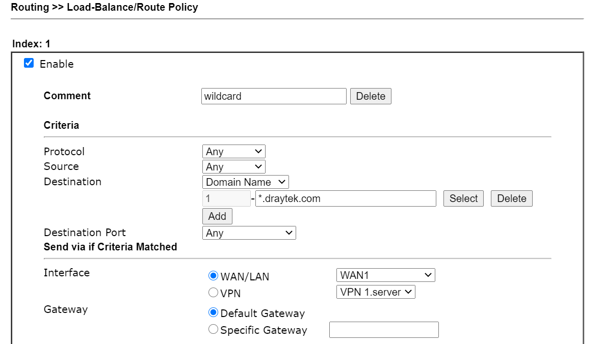 a screenshot of DrayOS Route Policy Settings